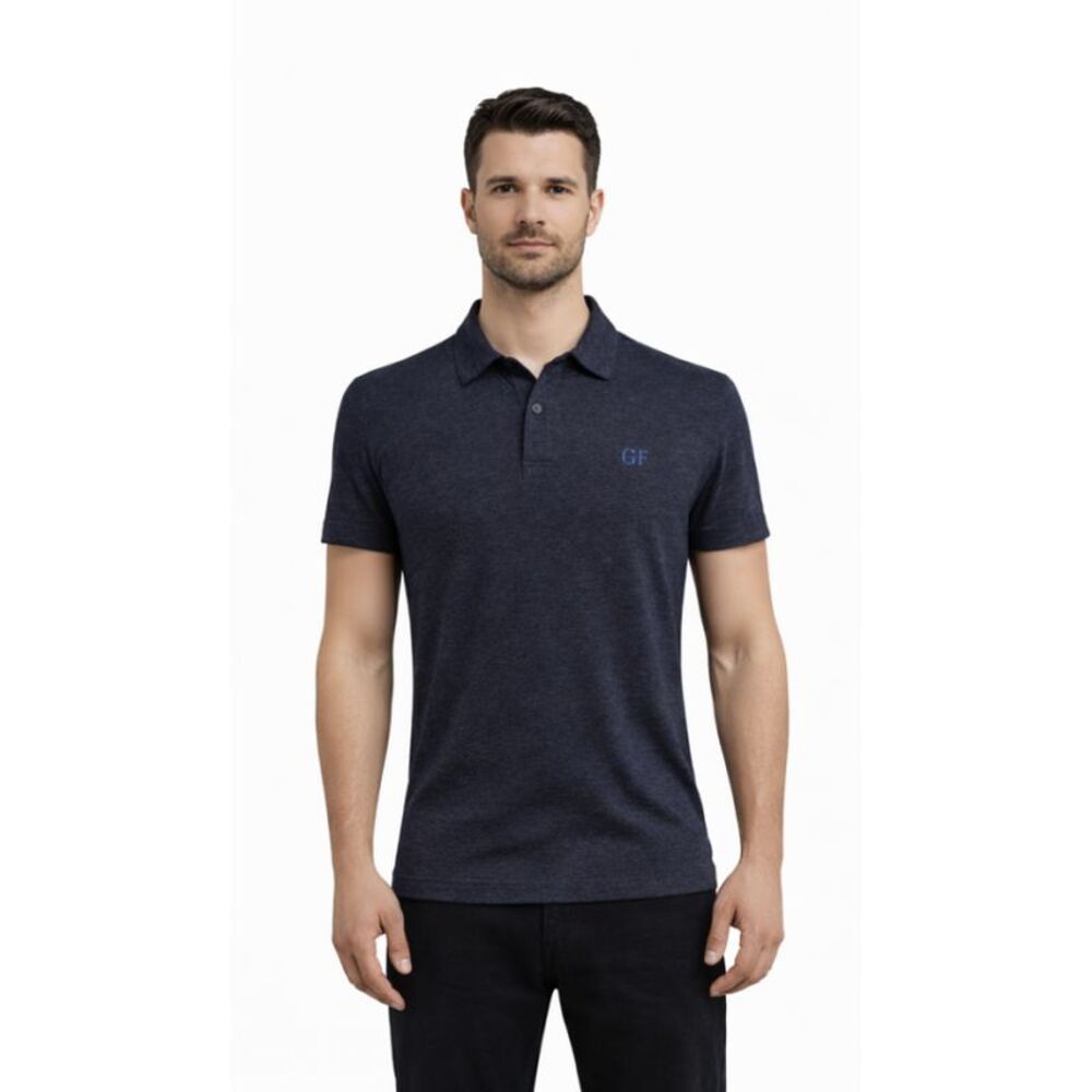 Gianfranco Ferre POLO MA Navy Blue Sheer Cotton Blend Mens T-Shirt - Picture 1 of 3